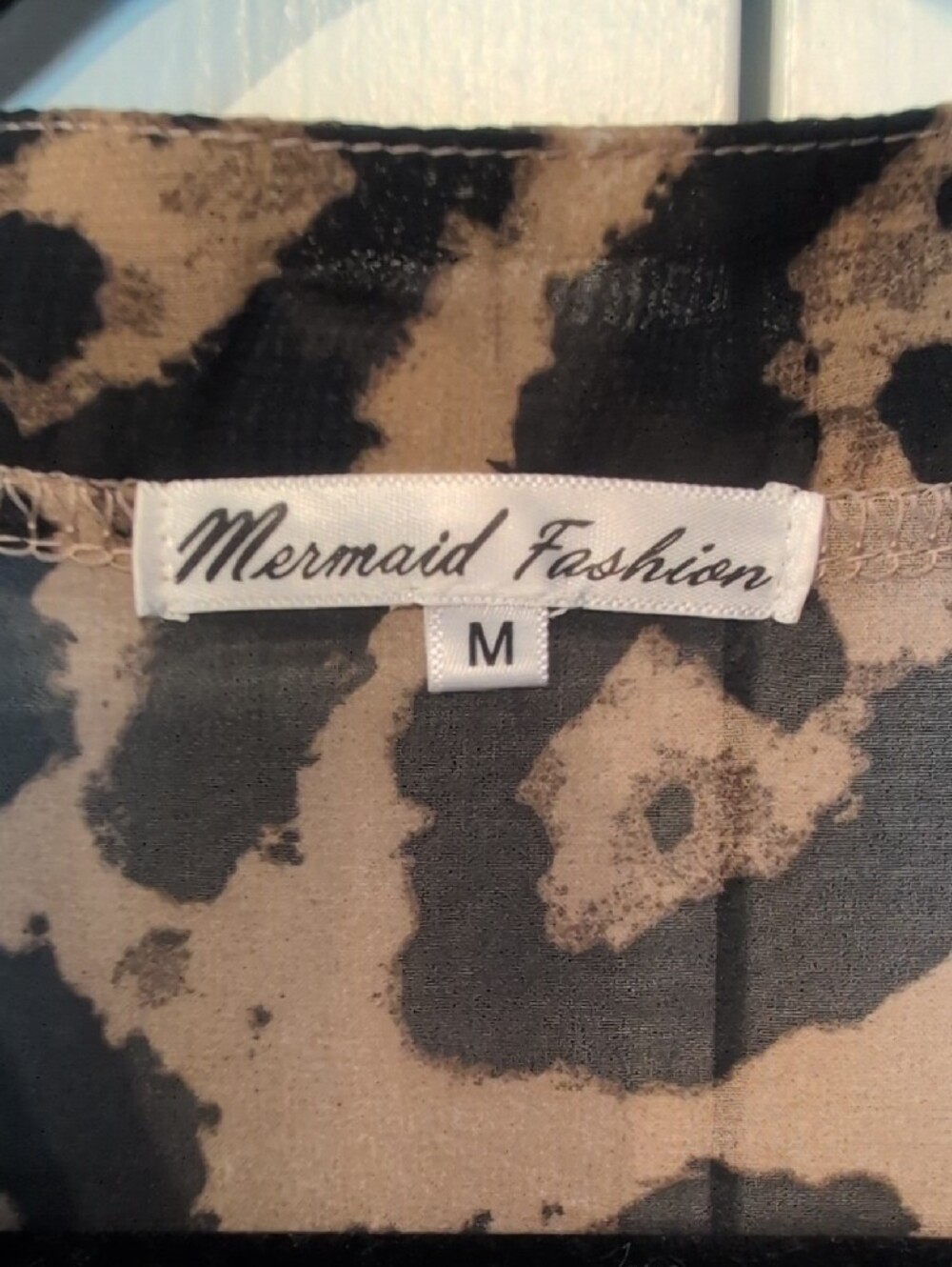 Leopard-Print Button-Down Sheer Blouse - Brown/Black Size M - Picture 4 of 7